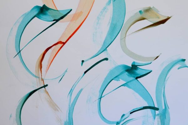 contemporary art calligraphy blue and orange TC15_3