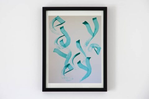 contemporary art calligraphy blue TC14_1